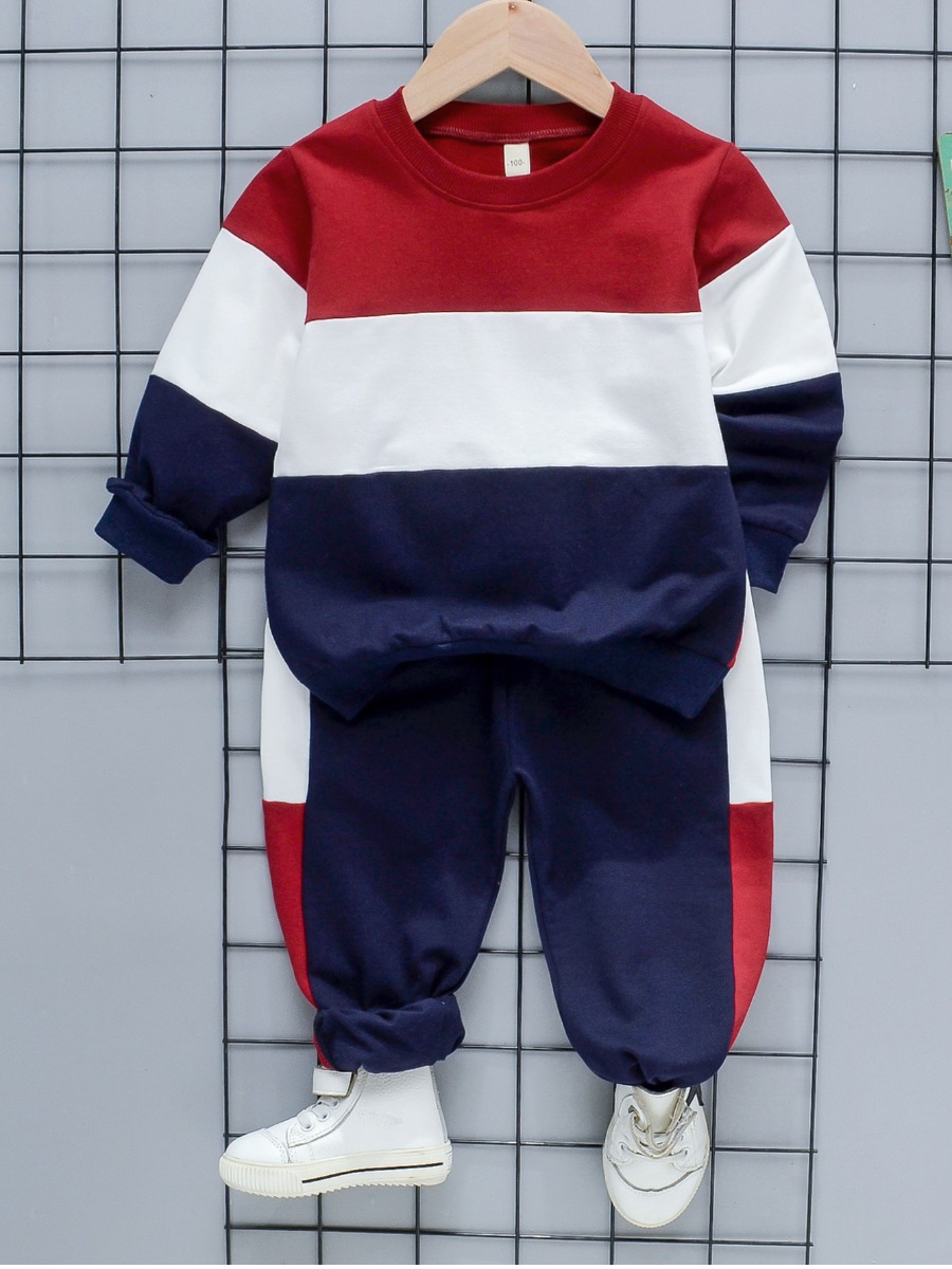 LW Unisex Kid Color lump Patchwork Pants Set