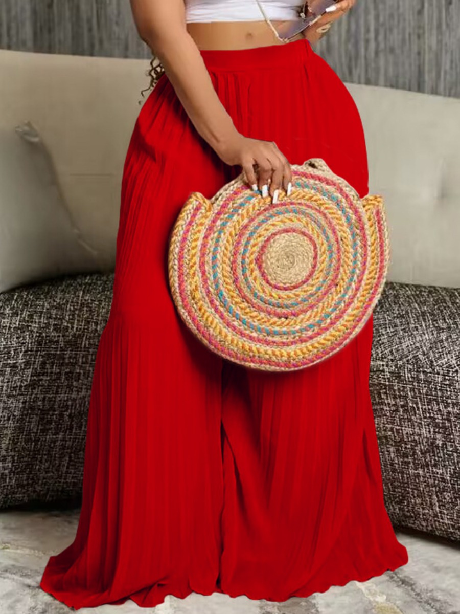 LW Plus Size High Waist Pleated Wide Leg Pants