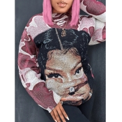 LW Figure Print Patchwork Sweatshirt