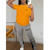 LW Letter Print Pocket Design Pants Set
