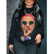 LW Figure Print Patchwork Sweatshirt