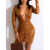 LW SXY Faux Leather Ruched Bodycon Dress
