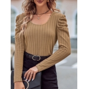 LW None Solid Color Blouse&Shirt