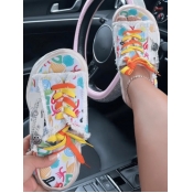 LW Letter Print Raw Edge Slides