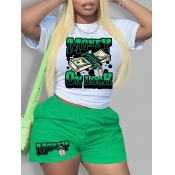 LW Money Letter Print Shorts Set