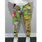 LW Cartoon Print Drawstring Sweatpants