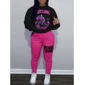 LW Skeleton Letter Print Kangaroo Pocket Tracksuit