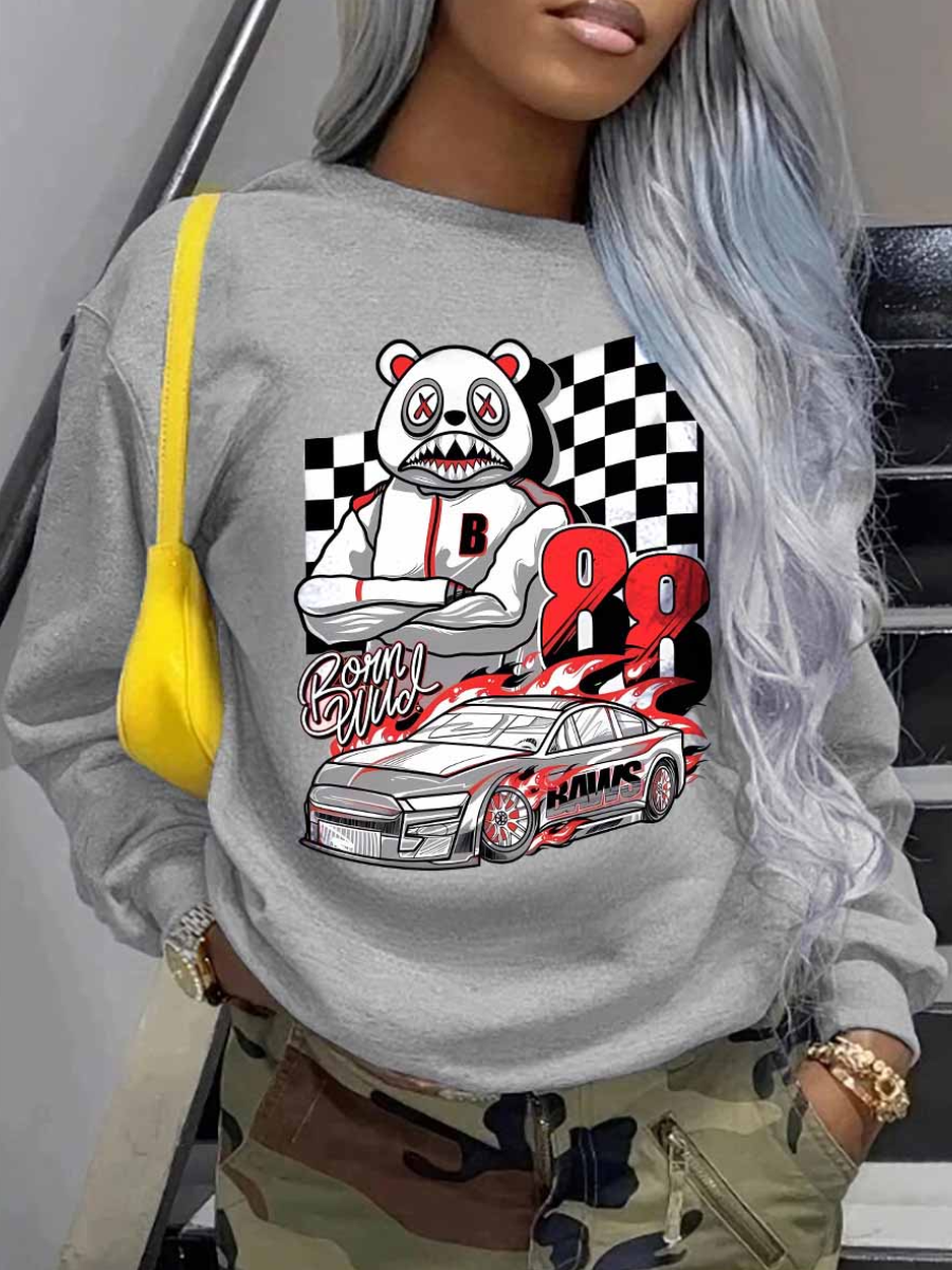LW Plus Size Cartoon Plaid Print Sweatshirt