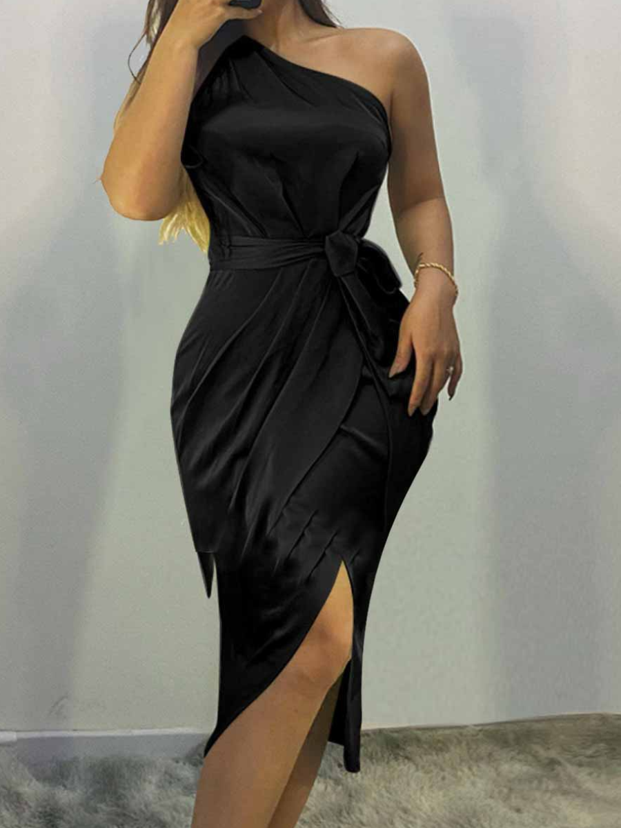 LW One Shoulder Bandage Design Wrapped Dress