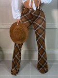 LW High Waist Plaid Print Flared Pants