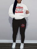 LW Plus Size Heart Letter Print Kangaroo Pocket Tracksuit Set