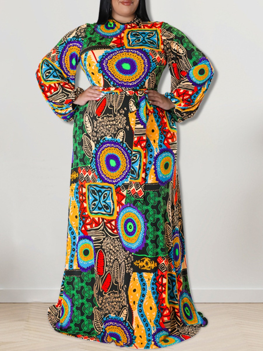 LW Plus Size Mixed Print Loose Dress