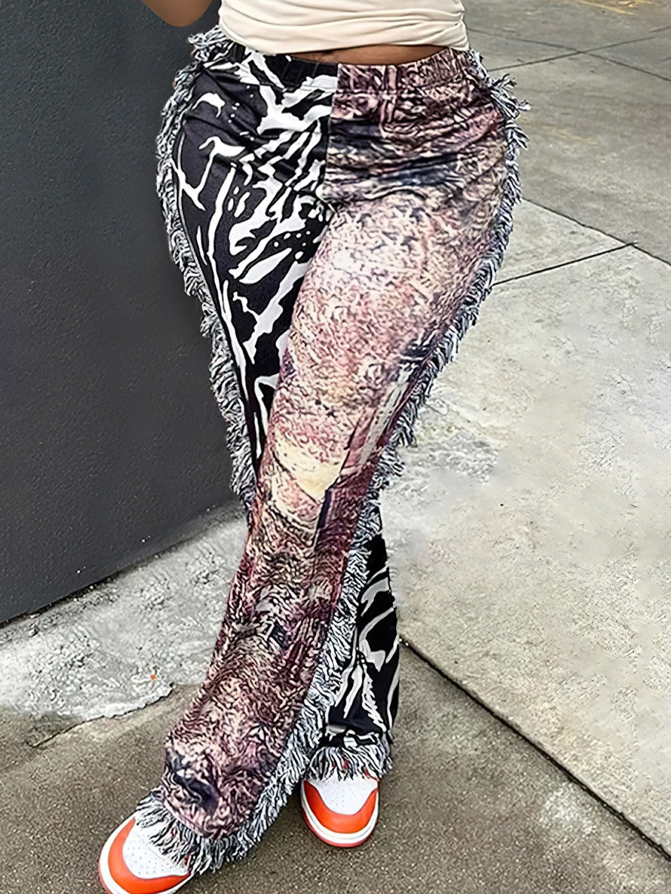 LW BASICS Plus Size Animal Print Tassel Design Pan