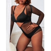 LW SXY Plus Size See Through Pierced Skinny Teddie