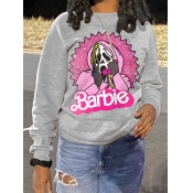LW Pattern Print Skull Head Loose Sweatshirt