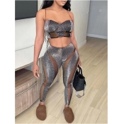 LW SXY See Through Sequined Skinny Cami Pants Set