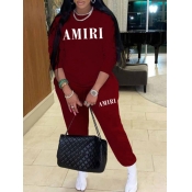 LW Plus Size Letter Print Drawstring Pants Set
