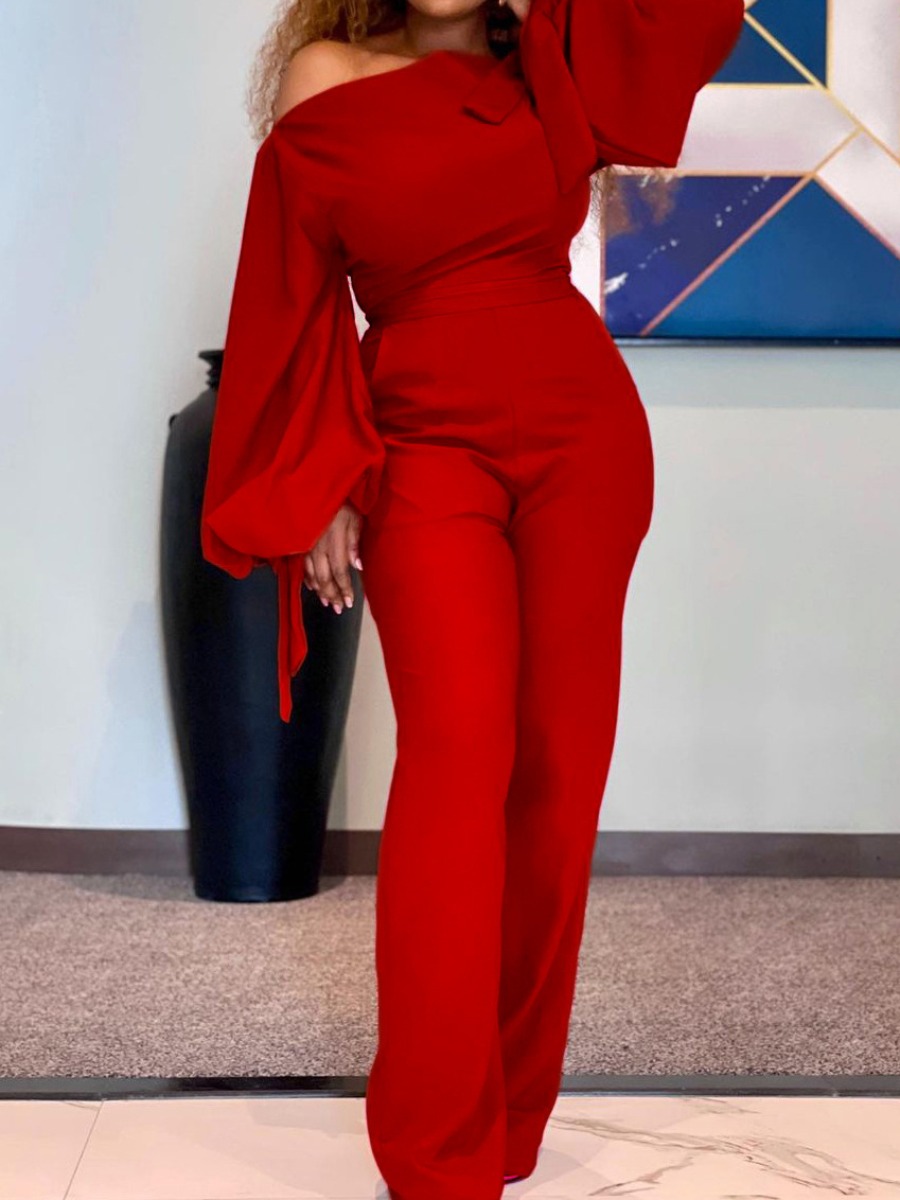LW Plus Size One Shoulder Bandage Design Wide Leg 