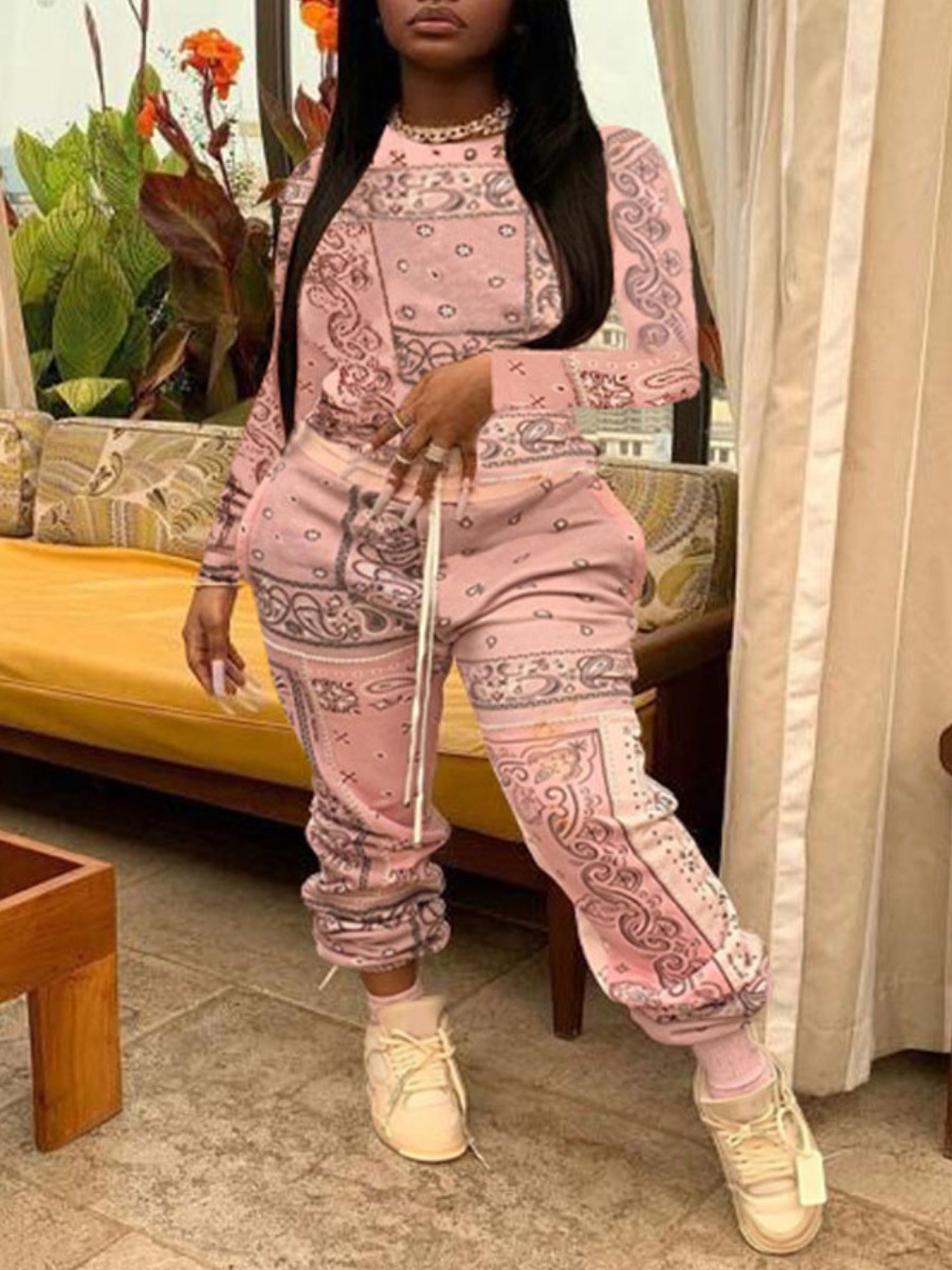 LW Plus Size Cashew Print Drawstring Pants Set