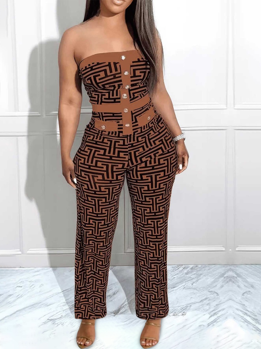 LW Off The Shoulder Geometric Print Jumpsuit
