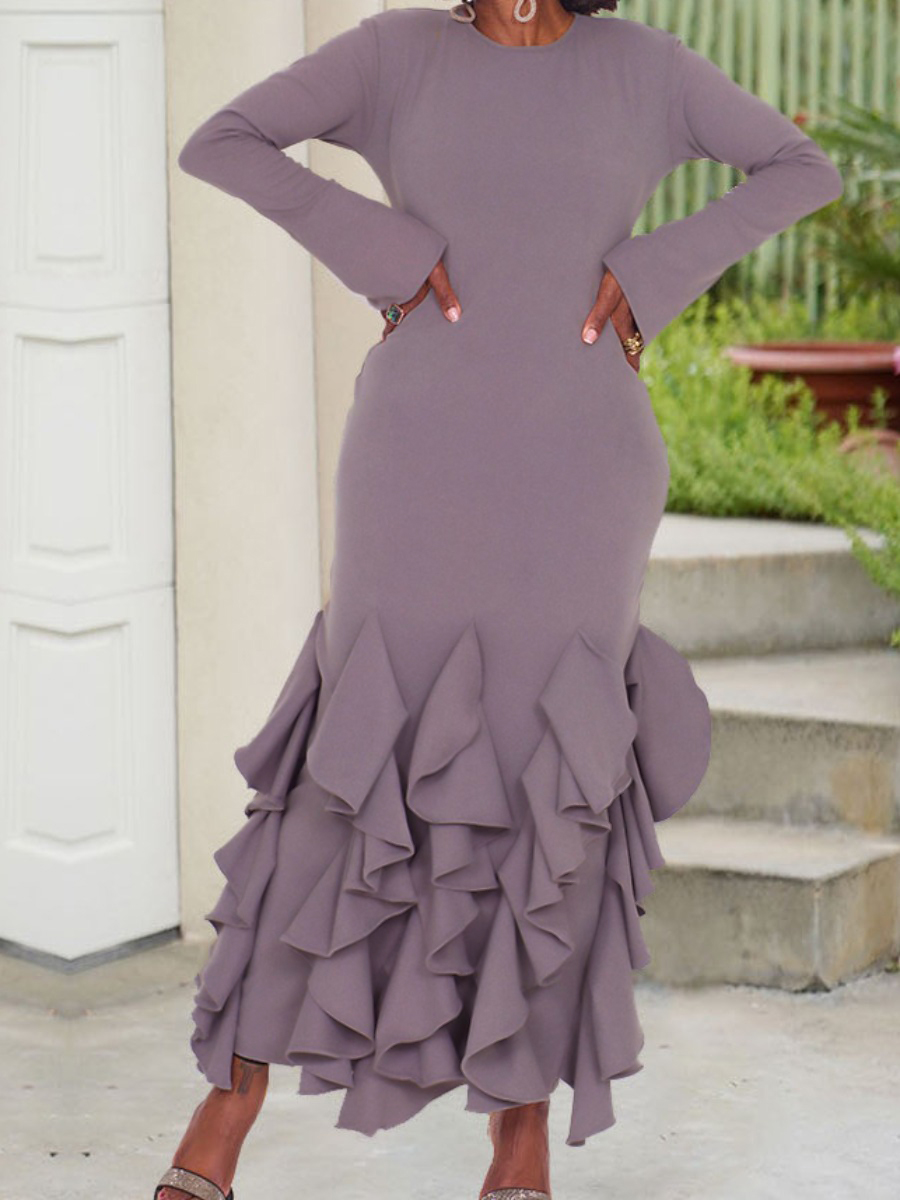 LW Plus Size Flounce Design Bodycon Dress