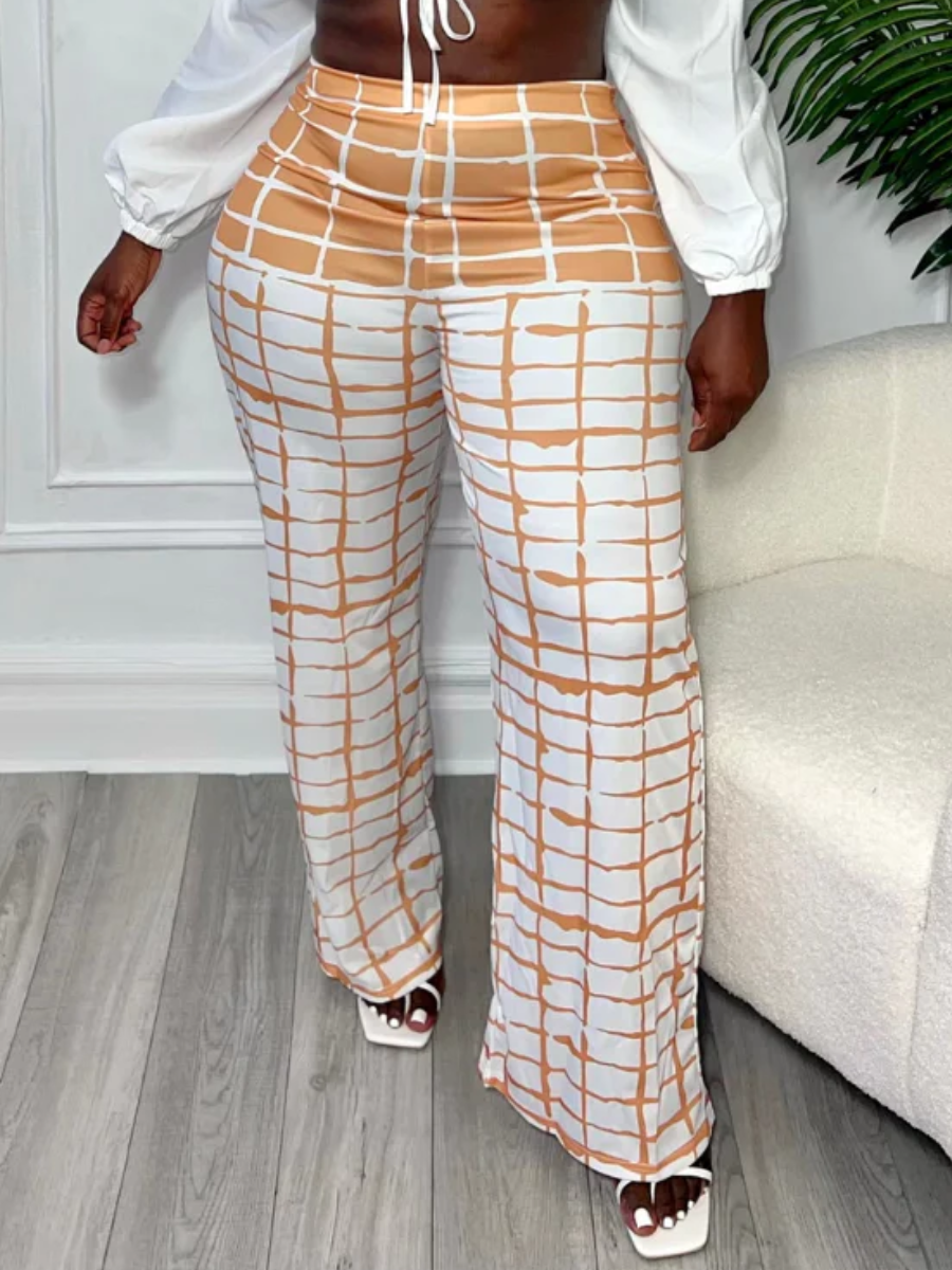 LW Plus Size High Waist Plaid Print Pants