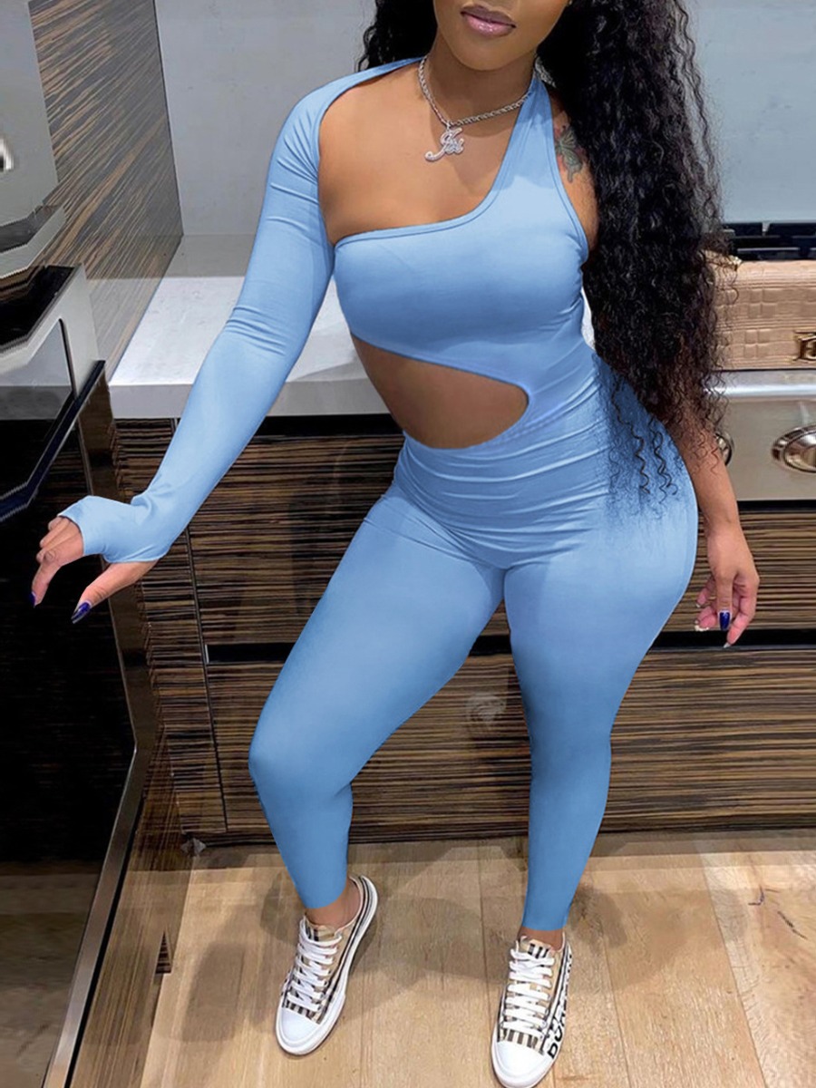 LW SXY One Shoulder Cut Out Asymmetrical Jumpsuit