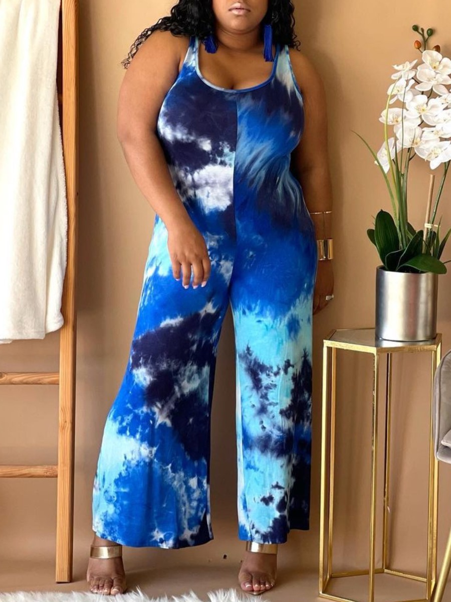 LW Plus Size Pattern Tie Dye Regular Jumpsuit