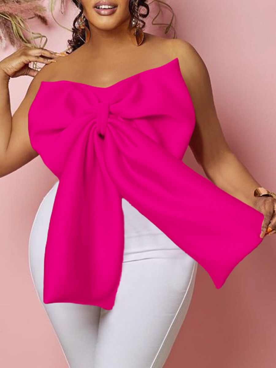 LW SXY Plus Size Off The Shoulder Butterfly Decor Blouse