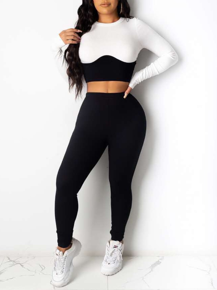 LW Crop Top High Waist Skinny Pants Set