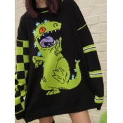 LW Cartoon Plaid Print Sweatshirt