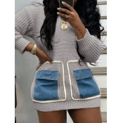 LW Round Neck Pocket Design Sweater