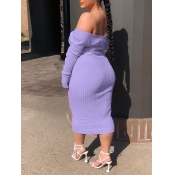 LW BASICS Plus Size V Neck Rib Knit Bodycon Dress