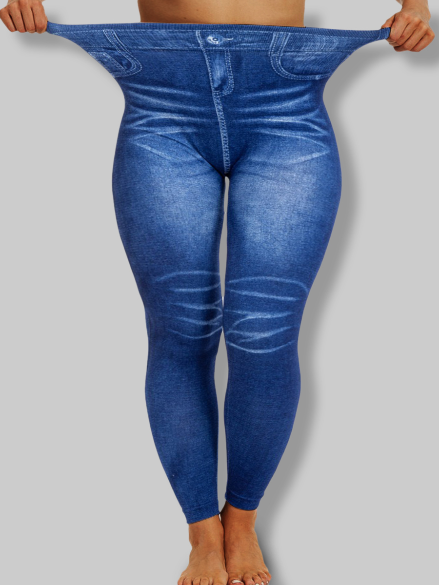 LW Plus Size Imitation Denim High Waist Stretchy Leggings