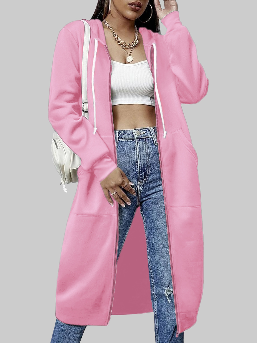 LovelyWholesale Plus Size Hooded Collar Drawstring Teddy Coat Fall Nine Points Sleeve Casual Hooded Collar  5X Spring Summer 2024