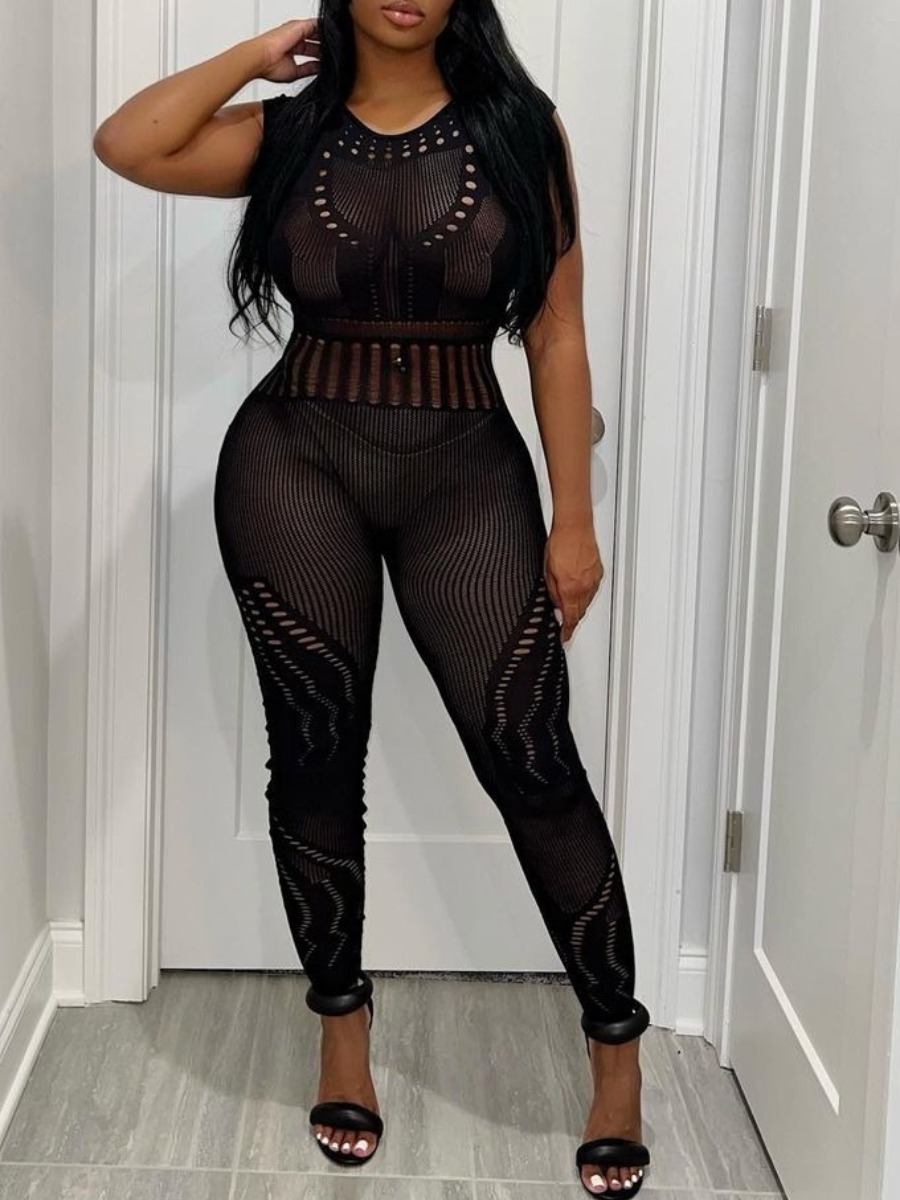 LW SXY Plus Size Cut Out Pierced Jumpsuit