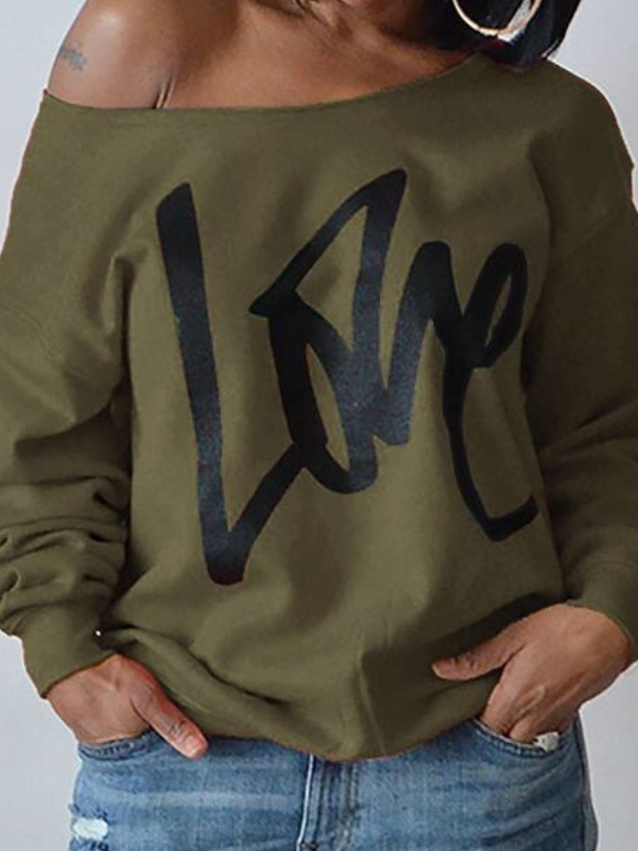 LW Plus Size Love Letter Print Loose Sweatshirt