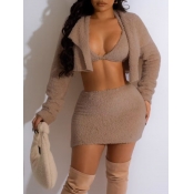 LW SXY Bra Crop Top Teddy Skirt Set