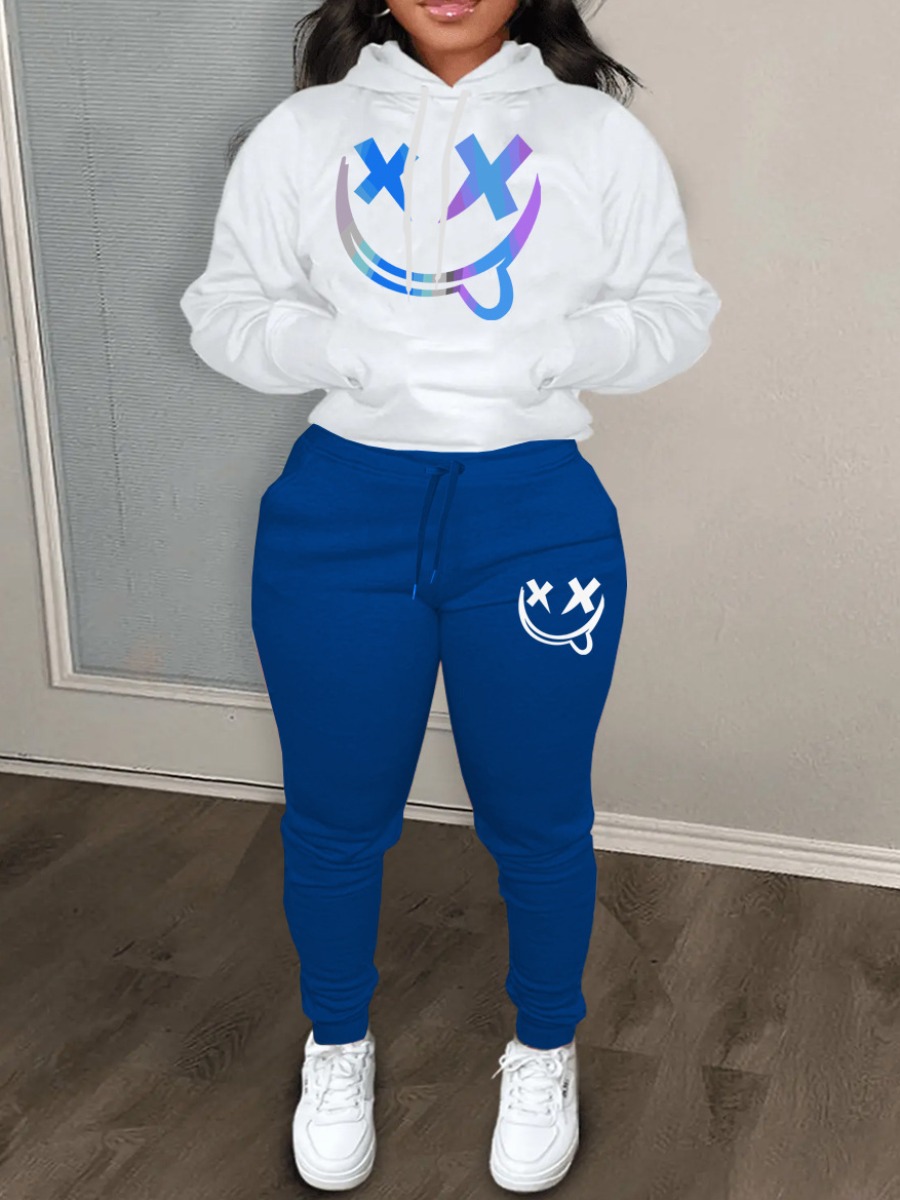 LW Plus Size Gradient Kangaroo Pocket Tracksuit Se