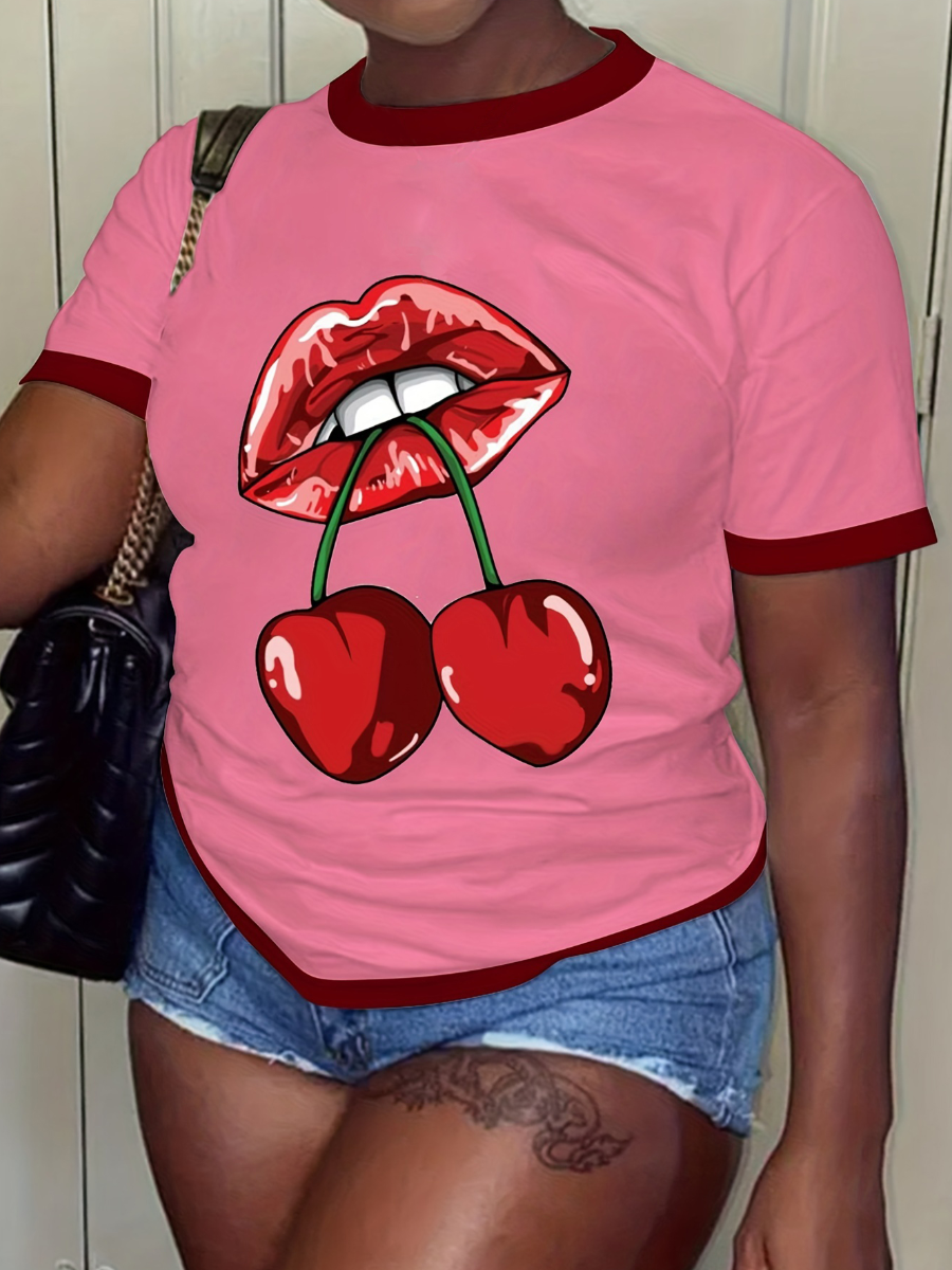 LW Plus Size Fruit Lip Print T-shirt