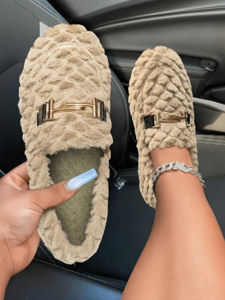 LW Metal Decor Plush Slippers