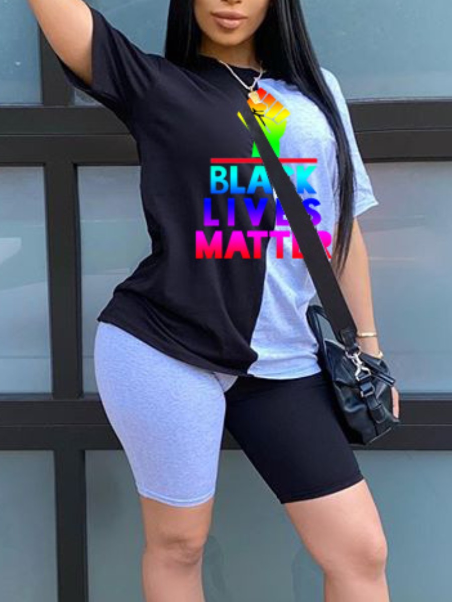 LW Gradient Letter Print Shorts Set