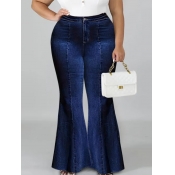 LW Plus Size Pocket Design High Waist Flared Jeans