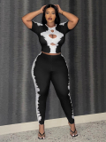 LW Plus Size Tie Dye Cut Out Pants Set