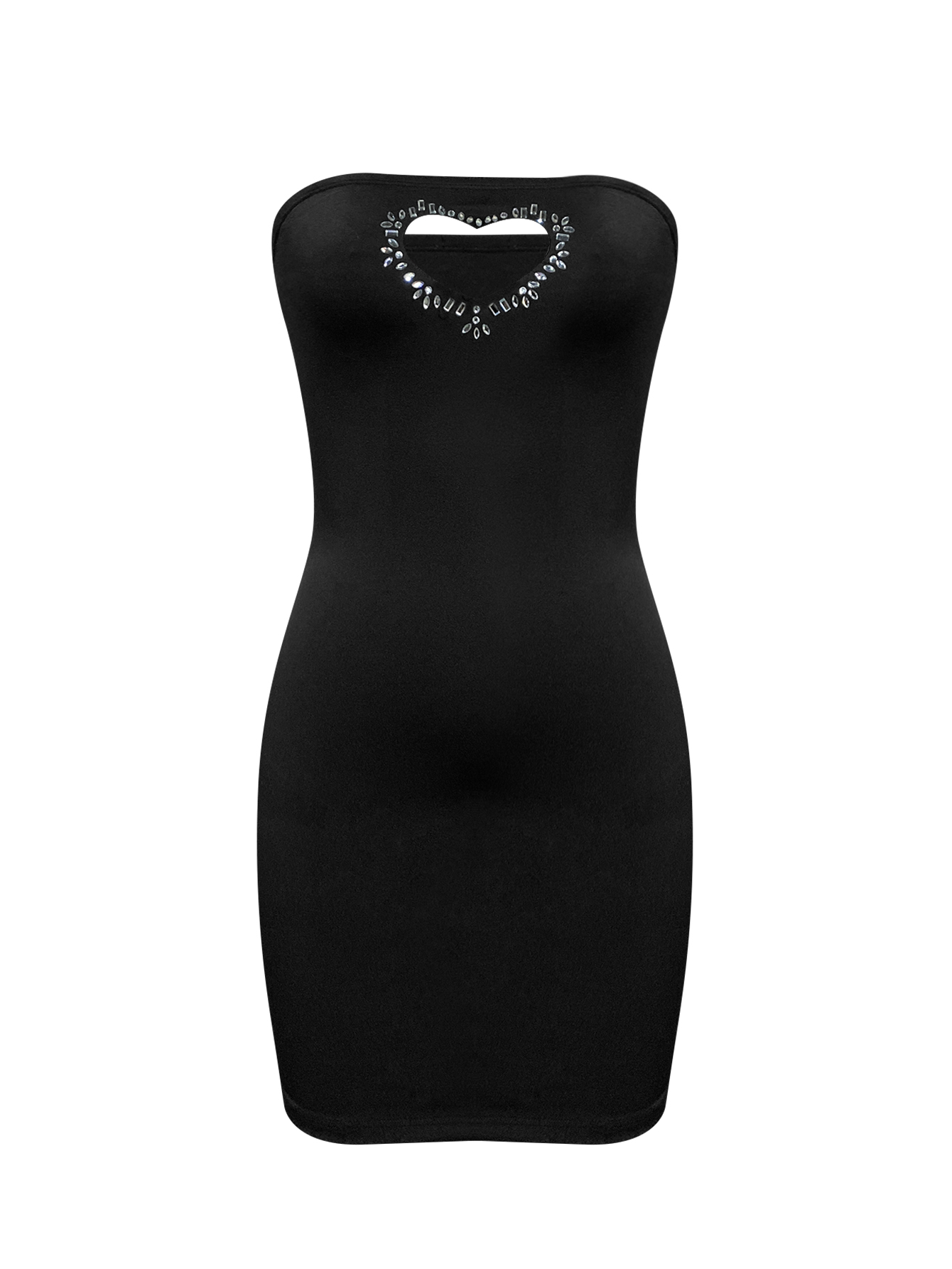 LW SXY Off The Shoulder Rhinestone Heart Cut Out Bodycon Dress