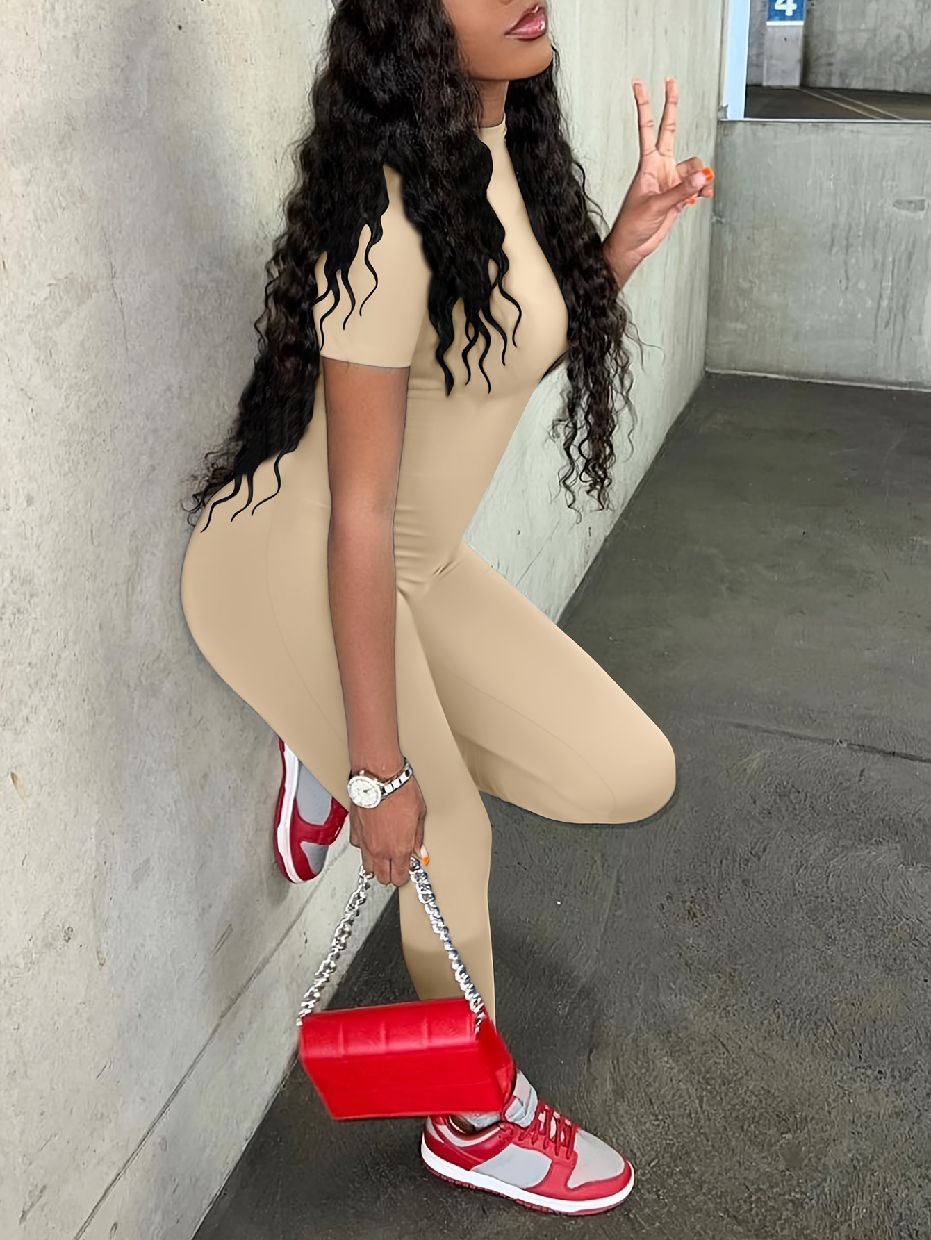LW BASICS Plus Size Solid Color Jumpsuit