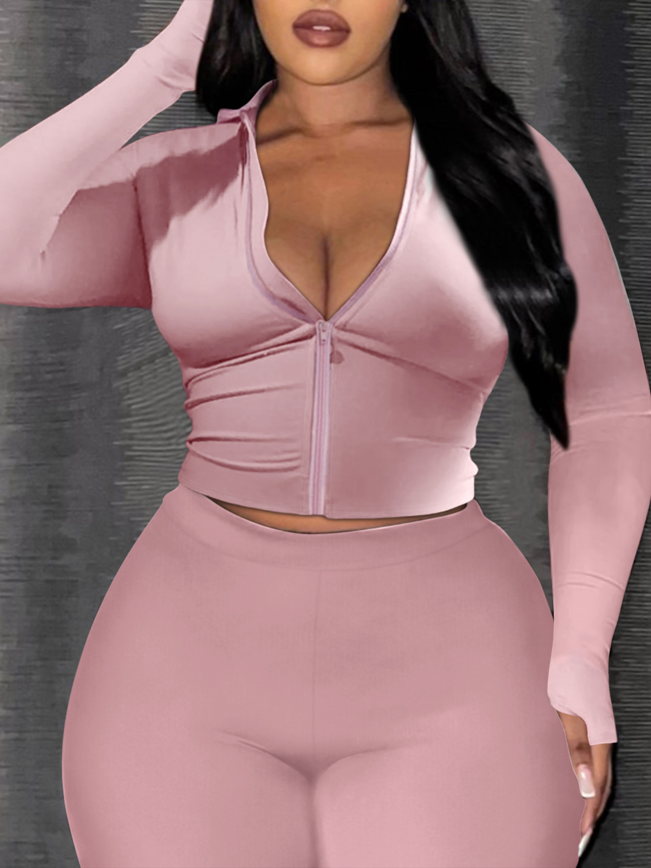 LW Plus Size Hooded Collar Skinny T-shirt