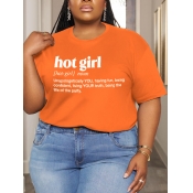 LW Plus Size Round Neck Letter Print T-shirt