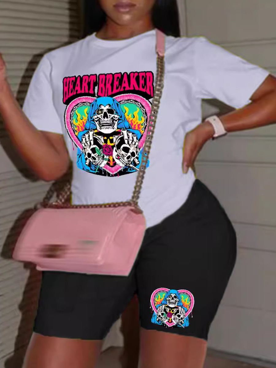 LW Plus Size Pattern Mixed Print Two-piece Shorts 