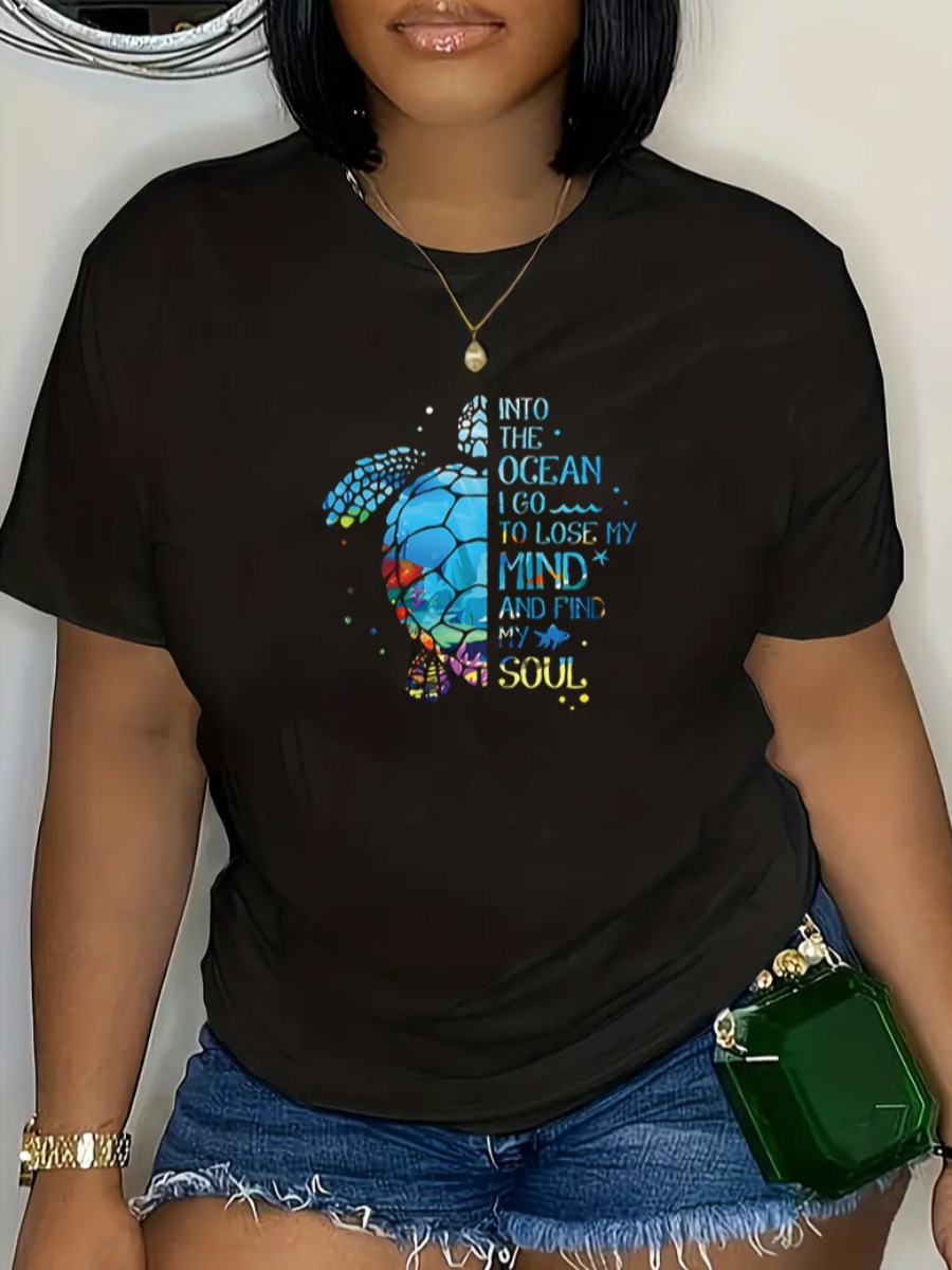 LW Plus Size Tortoise Letter Print T-shirt